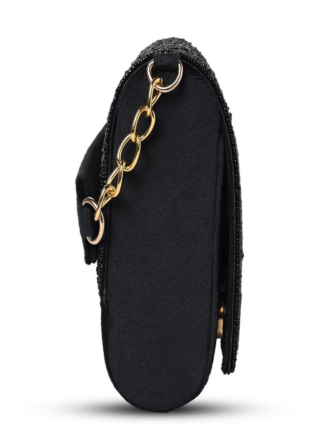 MARKQUES Black Pearl Embellished Beaded Handheld Wedding Purse Handbag For Women - Image 5